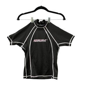 No Boundaries Kids Size 12 Aquawave Black Rash Guard Short Sleeve Swim Surf